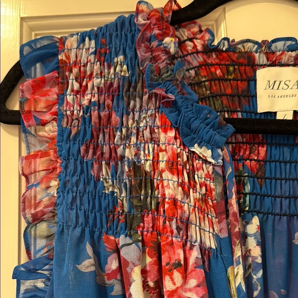 Misa Floral Blue Sleeveless Dress - Picture 4 of 6